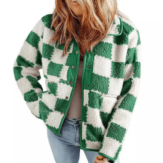Jackets For Women Causal Sherpa Fall Jacket Loose Button Down Plaid Winter Coats