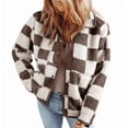 thumbnail image 1 of Jackets For Women Causal Sherpa Fall Jacket Loose Button Down Plaid Winter Coats, 1 of 6