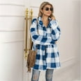 thumbnail image 1 of Jackets For Women Causal Sherpa Fall Jacket Ndbuld Women Casual Long Sleeve PlushLong Coat Tops Blouse Coat on Clearance Blue XL, 1 of 5