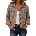 thumbnail image 1 of Jackets For Women Plaid Lapel Button Up Long Sleeve Cropped Coats With Pockets Casual Vintage Outerwear Lightweight Short Shacket For Daily Outerwear, 1 of 4