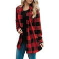 thumbnail image 1 of Jackets For Women Plaid Long Sleeve Cardigan - Fall Fashion Checkered Coat With Button Down Closure, Red , Size S-2XL, 1 of 8