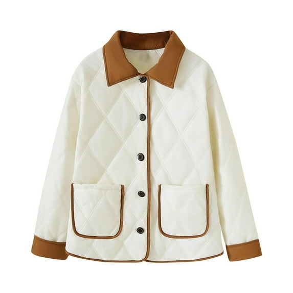 Jackets For Women Sevevn Women Warm Quilted Jackets Long Sleeve Lapel Button Puffer Jacket Coats With Pockets