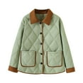 thumbnail image 1 of Jackets For Women Sevevn Women Warm Quilted Jackets Long Sleeve Lapel Button Puffer Jacket Coats With Pockets, 1 of 8