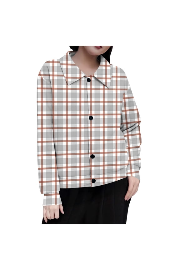 Jackets For Women Sevevn Women's Long Sleeve Jacket Fashion Printed Button Loose Blouse Lapel Lightweight Jacket
