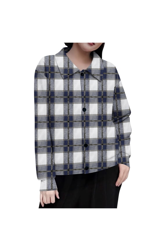 Jackets For Women Sevevn Women's Long Sleeve Jacket Fashion Printed Button Loose Blouse Lapel Lightweight Jacket