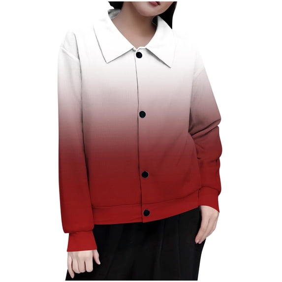 Jackets For Women Sevevn Women's Long Sleeve Jacket Fashion Printed Button Loose Blouse Lapel Lightweight Jacket
