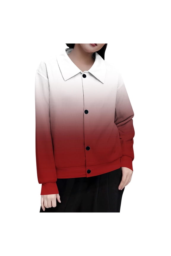 Jackets For Women Sevevn Women's Long Sleeve Jacket Fashion Printed Button Loose Blouse Lapel Lightweight Jacket