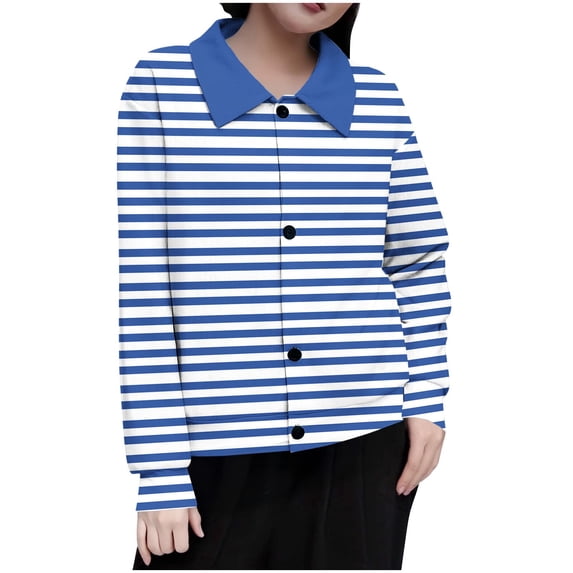 Jackets For Women Sevevn Women's Long Sleeve Jacket Fashion Printed Button Loose Blouse Lapel Lightweight Jacket