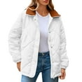 thumbnail image 1 of Jackets For Women Sevevn Womens Winter Casual Quilted Jacket Long Sleeve Button Down Jacket Thickened Coat, 1 of 9