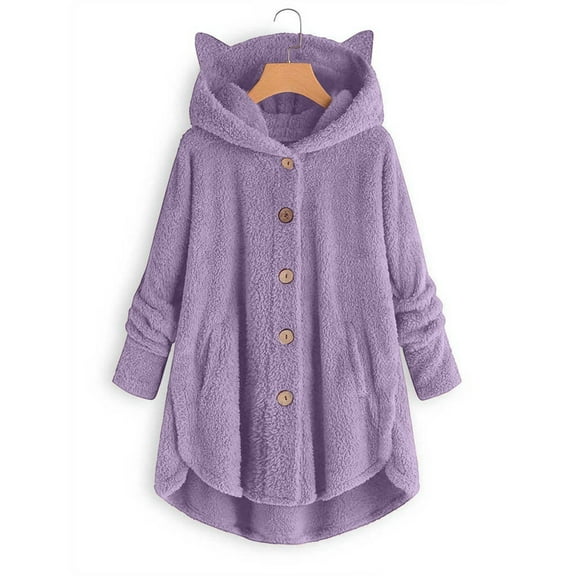 Jackets For Women Trendy Sevevn Women Coat Casual Double-Faced Fleece Fuzzy Faux Coats Warm Winter Outwear Jackets with Pockets
