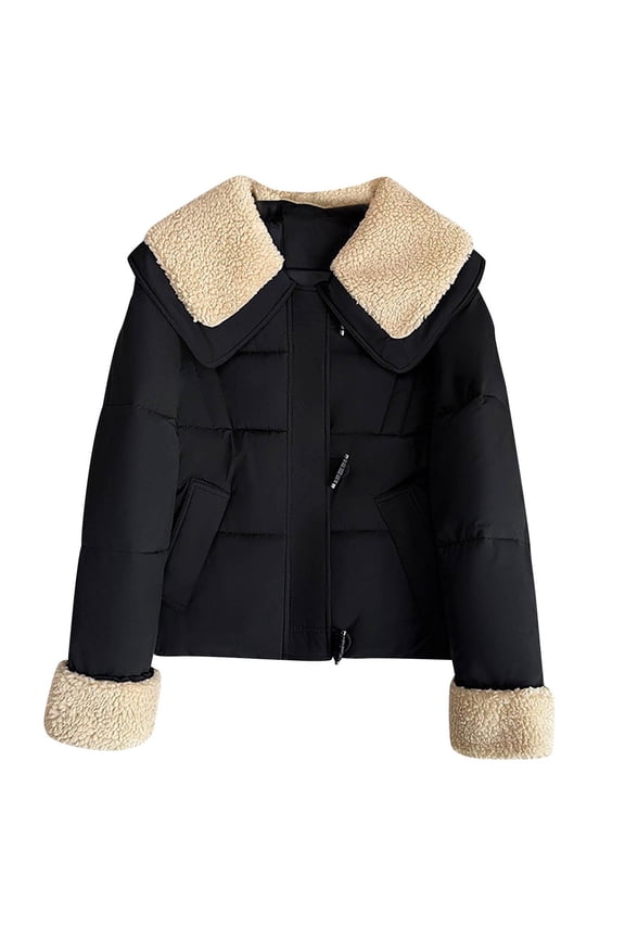 Jackets For Women Trendy Sevevn Women's Winter Puffer Jacket Cropped Coat Long Sleeve Warm Jackets Short Outerwear