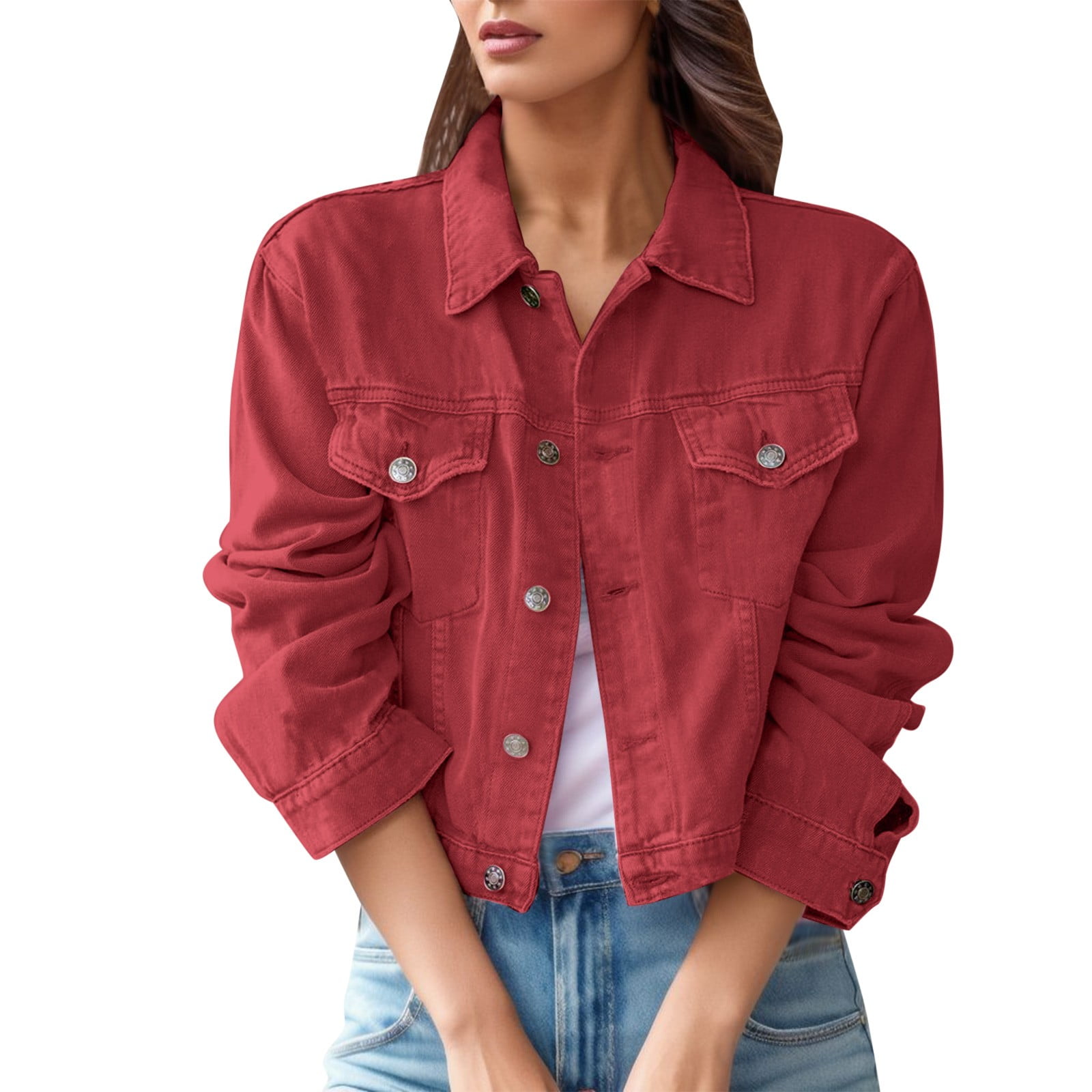 Jackets For Women Trendy Women Vintage Button Down Distressed 