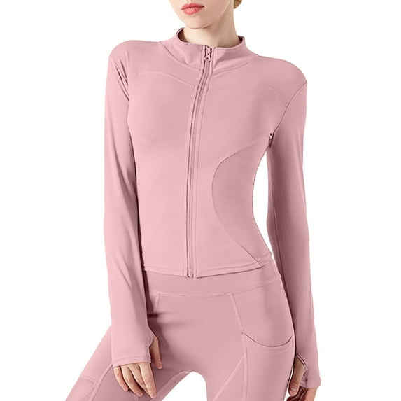 Jackets For Women Trendy Women's Yoga Activewear Zipper Front Sports Tops Long Sleeve Sports Cropped Coat Tops Plus Size Jackets For Woman