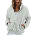 thumbnail image 1 of Jackets For Women Winter Casual Zip Up Sherpa Jacket Fleece High Neck Coats Lightweight Fall Outerwear With Pockets, 3XL, 1 of 6
