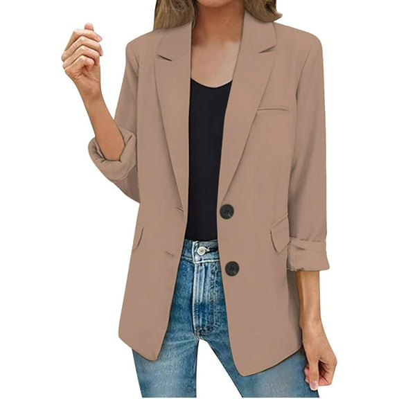 Jackets For Women Womens Casual Jacket Pockets Long Sleeve Open Front Button Work Lapel Button Jacket Winter Fall Clothes Plus Size Coat