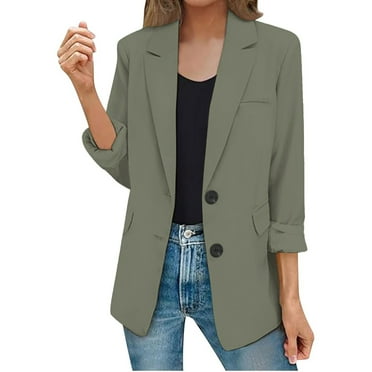 Jackets For Women Womens Casual Jacket Pockets Long Sleeve Open Front Button Work Lapel Button Jacket Winter Fall Clothes Plus Size Coat