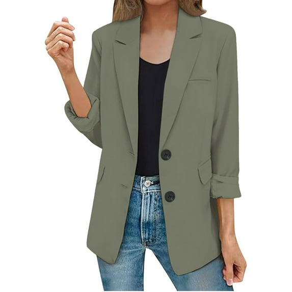 Jackets For Women Womens Casual Jacket Pockets Long Sleeve Open Front Button Work Lapel Button Jacket Winter Fall Clothes Plus Size Coat