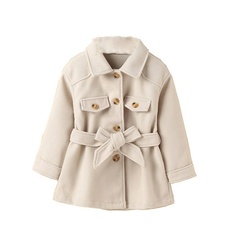 Jackets for Girls Toddler Girls Winter Warm Thickened Classic Jacket Button Solid Color for Kids Clothes Beige Girls Coats Color Beige Size 3 4 Years Walmart