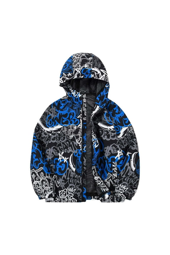 Jackets Graphic for Kids Boys Girls Rain Jacket Lightweight Windbreaker Coat with Hood Outerwear Jackets Gray