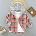 thumbnail image 1 of Jackets For Kids with Hoodies 2-13 Years Unisex Long Sleeve Hooded Plaid Jackets Children's Shirt Checkered Hooded Shirt with Buttons Jacket For Boys Girls Pink, 1 of 4