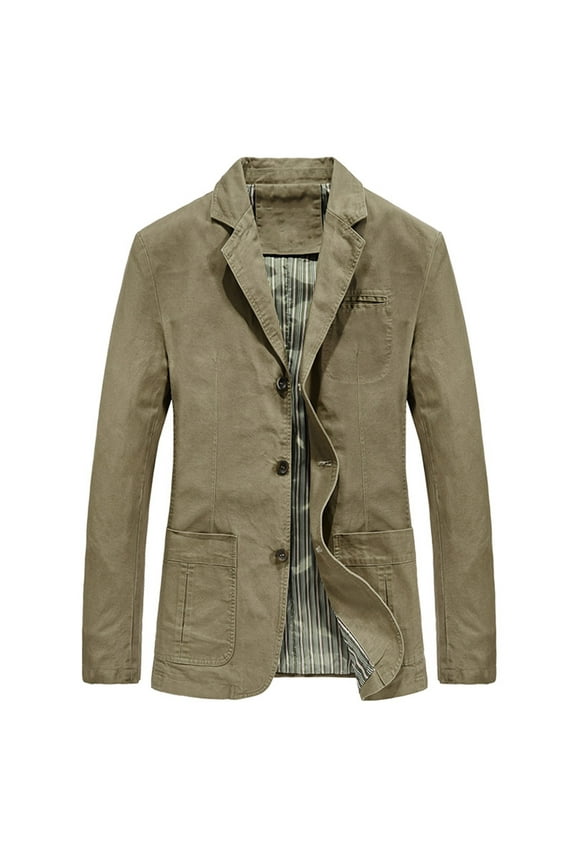 Jackets for Men,Men's Blazer Button Down Suit Jackets Plain Long Sleeve Collared Casual Regular Fit Jackets Vintage Solid Color Blazers Office Work Jackets Coats with Pocket