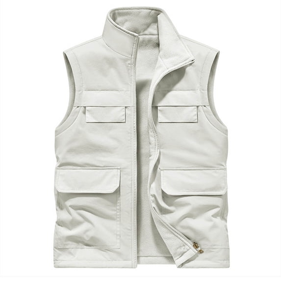 Jackets for Men, Men's Stand Collar Sleeveless Work Vest Jackets with Multi Pockets | Lightweight Casual Sport Coat,Casual Regular Fit Street Outerwear
