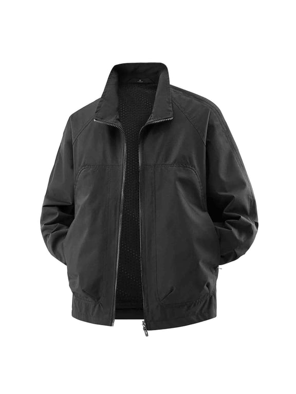Jackets for Men, Men's Windbreaker Lightweight Bomber Jackets, Two-Way Zipper Lightweight Jackets, Full Zip Up Windbreaker Light Coat with Pockets, Stylish Casual Golf