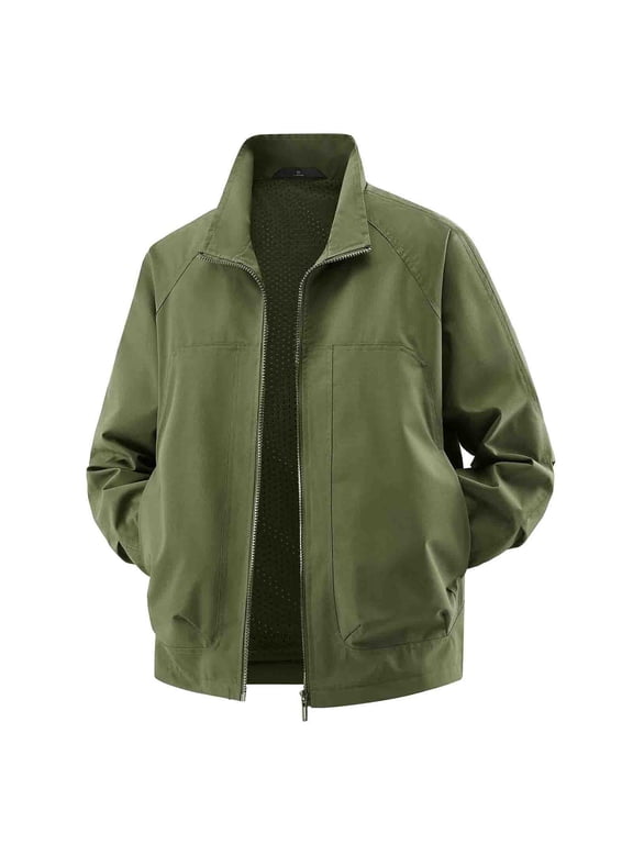 Jackets for Men, Men's Windbreaker Lightweight Bomber Jackets, Two-Way Zipper Lightweight Jackets, Full Zip Up Windbreaker Light Coat with Pockets, Stylish Casual Golf