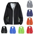 thumbnail image 1 of Jackets for Men Plus Size Sun Protection Full Zip Long Sleeve Hooded Big & Tall Coat for Men Summer Outdoor Casual Hiking Work Travel Jacket with Pockets Black M, 1 of 7