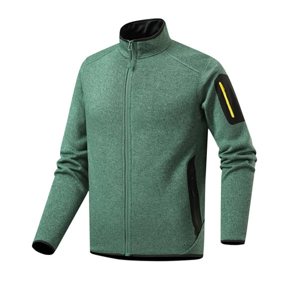 Jackets for Men Plus Size Zipper Jacket Running Fitness Pocket High Elastic Casual Solid Color Long Sleeve Standing Collar Exercise Warm Coats,Coats for Men Green