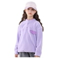 thumbnail image 1 of Jackets For Teen Girls Girls Fleece Girls Fleece Pullover Hooded Sweatshirt Colorblock Sherpa Hoodie for Teen Girl Winter Button Jacket Coat with Pocket Purple 7-8 Years, 1 of 4
