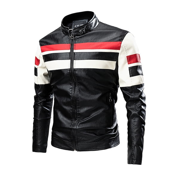 Jackets Tops For Men Motorcycle Riding Motorbike Stand Up Collar Straight Jacket,Black,M