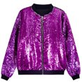 thumbnail image 1 of Jackets Tops For Men Sequin Zip Up Long Sleeves Party Disco Sparkly Mens Jackets Y2K,Purple,XL, 1 of 2