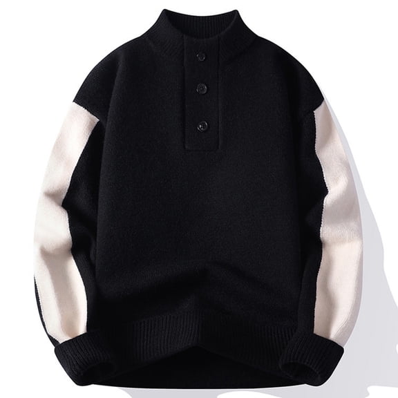 Jackets Tops for Men Fashion Mid Collar Button Up Knit Soft Long Sleeve Stylish Straight Jacket,Black,4XL