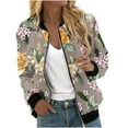 thumbnail image 1 of Jackets For Women Floral Printed Fashion Casual Zip Top Jacket Long Sleeve less Casual Jacket Loose Slim Fit Ladies Jackets Summer Jacket Daily Jackets Lightweight Bomber Jacket, 1 of 5
