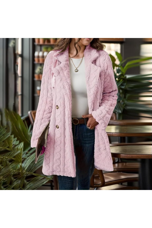 Jackets For Women Double Lapel Winter Coat Knit Sweater Solid Wool Blend Outerwear Women Full Zip Womens Lightweight Jacket Microfiber Jacket Denim Vest Sweater Sleeves Womens Sweater Zip Hoodie Women