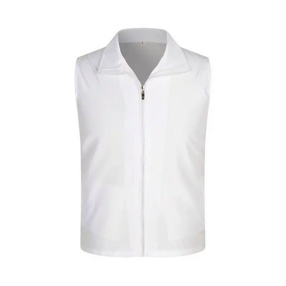 Jackets For Women Lapel Sleeveless Vest With Pockets Zipper Placket Mesh Outdoor Waistcoat Slim Fit Work Style Blended Fabric Blending Jackets Outerwear Vests 1Pc White Xl