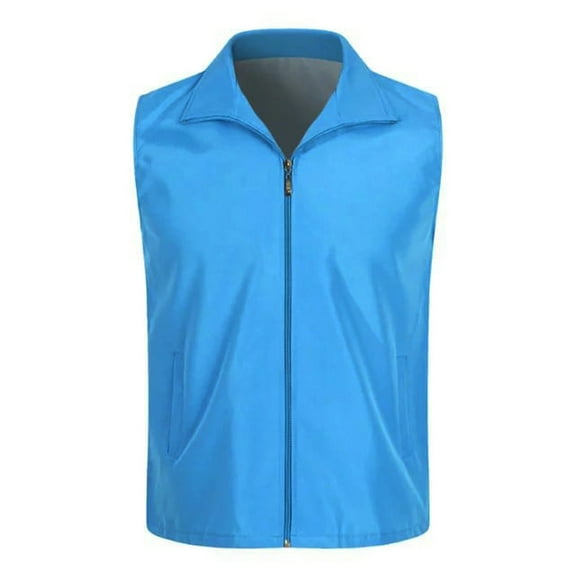 Jackets For Women Lapel Sleeveless Vest With Pockets Zipper Placket Mesh Outdoor Waistcoat Slim Fit Work Style Blended Fabric Blending Jackets Outerwear Vests 1Pc Blue L