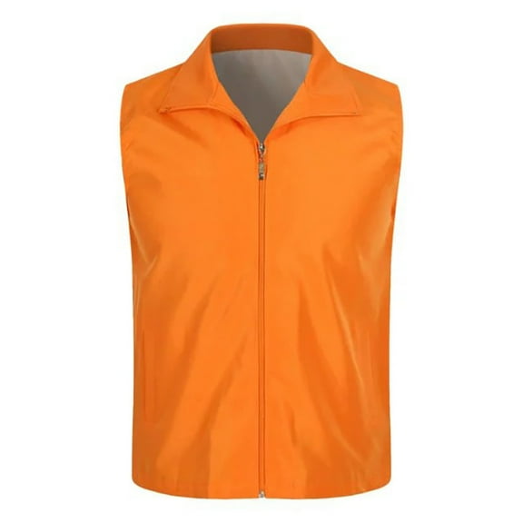 Jackets For Women Lapel Sleeveless Vest With Pockets Zipper Placket Mesh Outdoor Waistcoat Slim Fit Work Style Blended Fabric Blending Jackets Outerwear Vests 1Pc Orange L