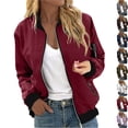 thumbnail image 1 of Jackets for Women Lightweight Fashion Women's Casual Solid Color Pocket Zipper Jacket Coat Top Soft Comfortable Pullover Zip Up Sweatshirts Pullover Streetwear Crewneck Jacket Women, 1 of 6
