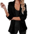 thumbnail image 1 of Jackets for Women Plus Size Fashion Lapel Collared Open Front Sequin Blazer Jacket Womens Long Sleeve Solid Casual Coat Tops Loose Outerwear Blouse Black qILAKOG Size XL, 1 of 6