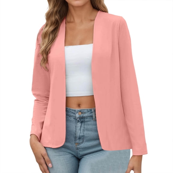 Jackets Women Plus Size Solid Basic Blazer Solid Open Front Work Office Business Suit Outwear Coats