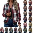 thumbnail image 1 of Jackets for Women with Pockets Windbreaker Plaid Printed Comfortable Casual Loose Long Sleeve Cardigan Zipper Hooded Jacket Casual Outerwear Wine#01 S, 1 of 9