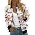 thumbnail image 1 of Jackets For Women Floral Printed Fashion Casual Zip Top Jacket Long Sleeve less Casual Jacket Loose Slim Fit Ladies Jackets Summer Jacket Daily Jackets Lightweight Bomber Jacket, 1 of 5