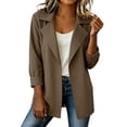 thumbnail image 1 of Jackets for Women Solid Color Spring Autumn Casual Button Down Long Sleeved Windbreaker Coat Fall Winter Track Jackets with Pockets 2026 Fall Coat Tops, 1 of 7