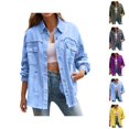 thumbnail image 1 of Jackets for Women Winter Jackets for Women Women's Trendy Ripped Oversized Denim Jacket - Boyfriend Distressed Long Coat, Casual Autumn Winter Outerwear, 1 of 8