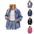 thumbnail image 1 of Jackets for Women Winter Jackets for Women Women's Vintage Denim Jacket - Lightweight Washed Blue Jean Coat, Cropped Fit Casual Autumn Winter Outerwear, 1 of 9