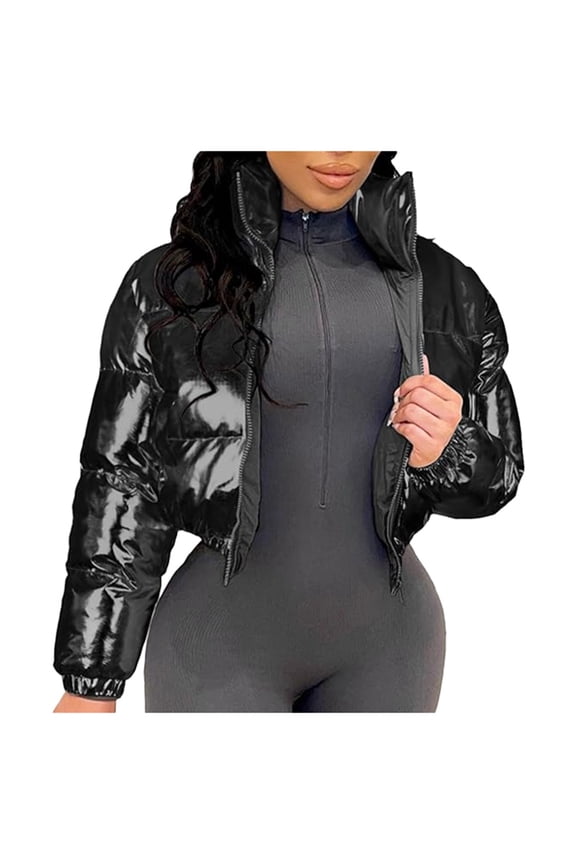 Jackets Womens Trendy Crop Short Jacket Cropped Puffer Warm Winter Lightweight Women'S Coats, Jackets & Vests,Black,S