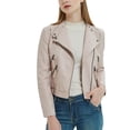 thumbnail image 1 of Jackets Womens Trendy Motorcycle Zipper Slim Fit Leather Cropped Lightweight Plus Size Fall Winter Women'S Coats,Pink,3XL, 1 of 9