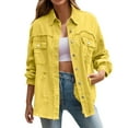 thumbnail image 1 of Jackets Womens Trendy Ripped Oversized Denim Casual Long Boyfriend Distressed Fall Winter Women'S Coats,Yellow,M, 1 of 7